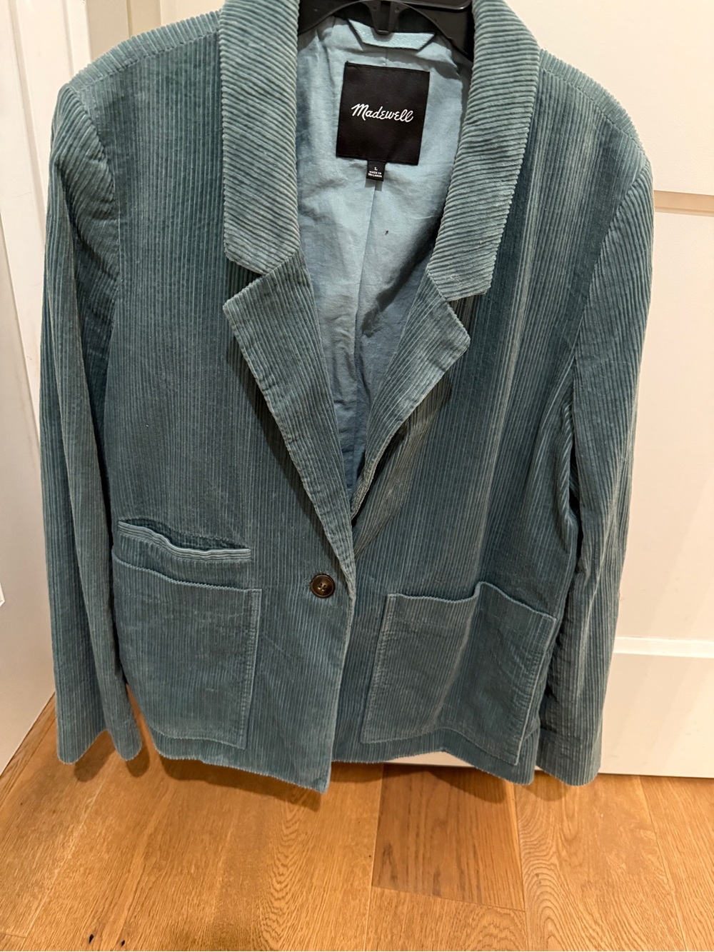Madewell Teal Corduroy Single-Button Blazer